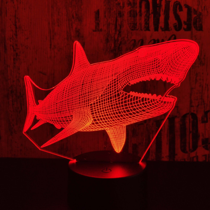 Cápa 2 7 színű 3D led lámpa
