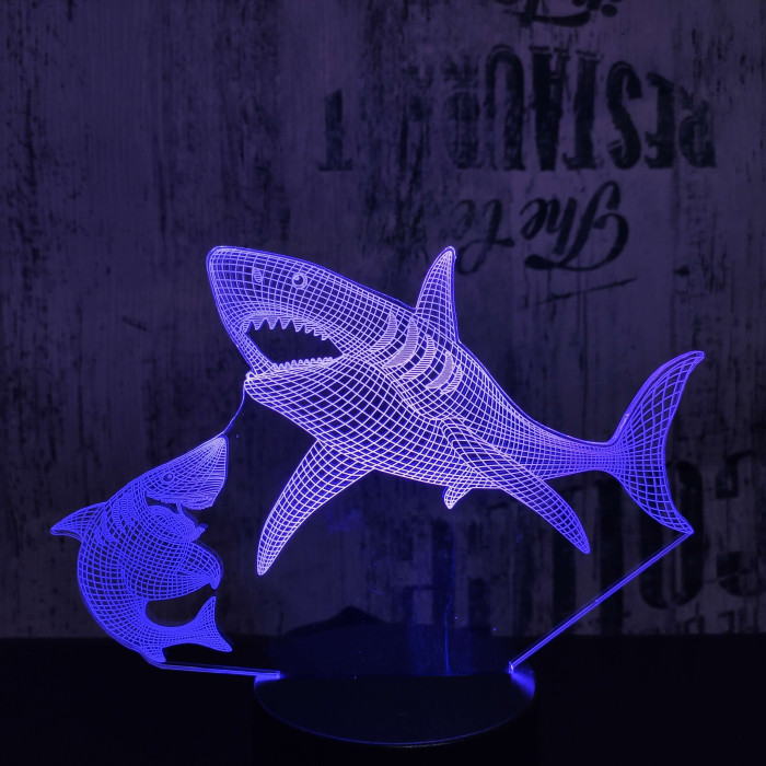 Cápák 7 színű 3D led lámpa