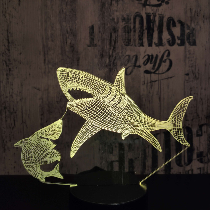 Cápák 7 színű 3D led lámpa
