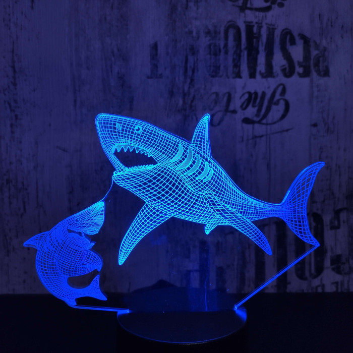 Cápák 7 színű 3D led lámpa