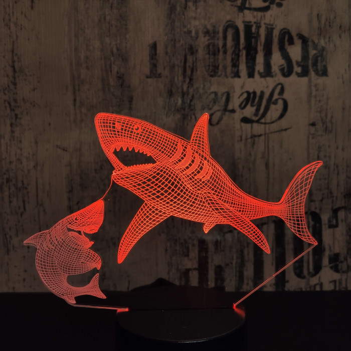 Cápák 7 színű 3D led lámpa
