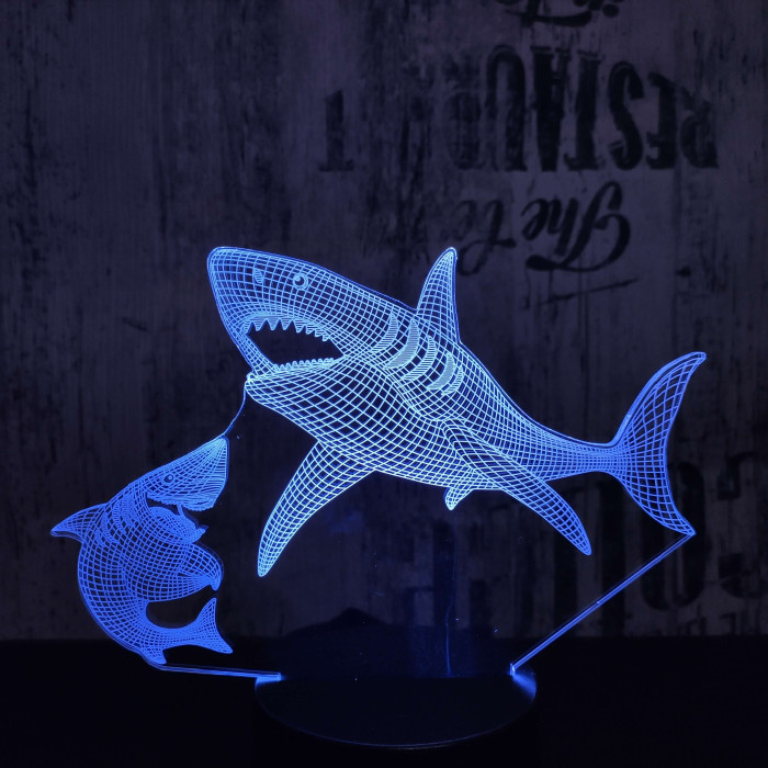 Cápák 7 színű 3D led lámpa