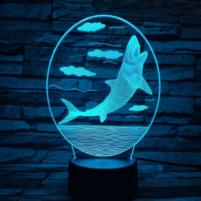 Cápa 7 színű 3D led lámpa