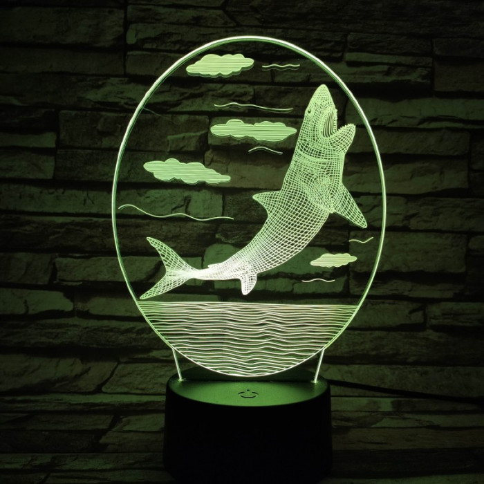 Cápa 7 színű 3D led lámpa