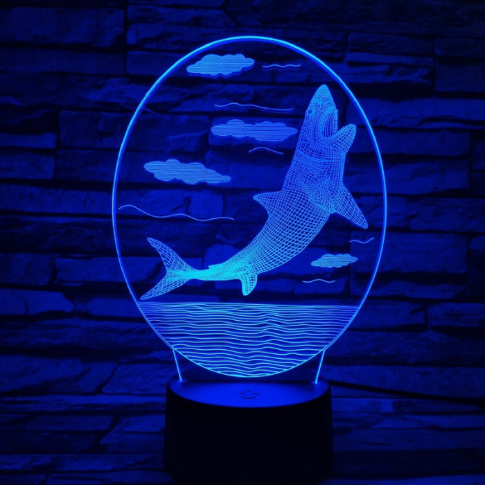 Cápa 7 színű 3D led lámpa