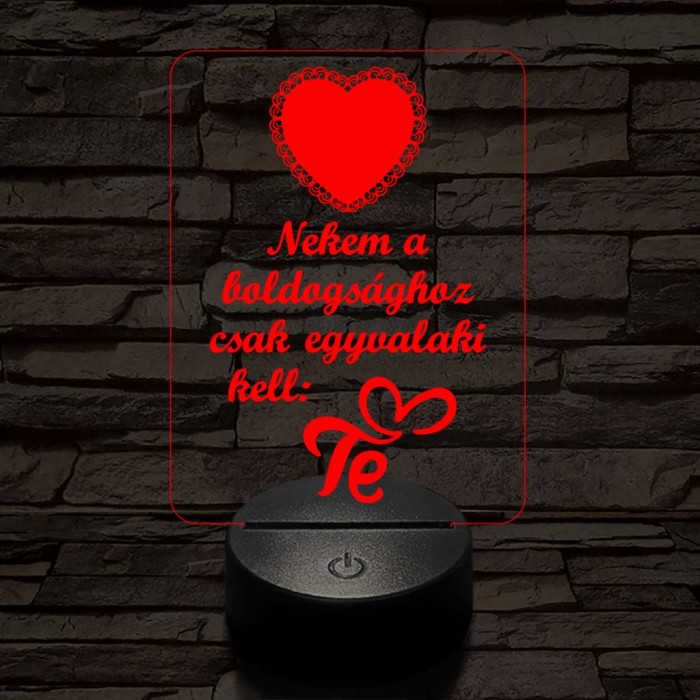 Piros szív  7 színű 3D led lámpa