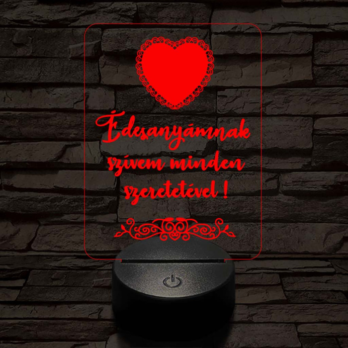 Édesanyámnak 7 színű 3D led lámpa