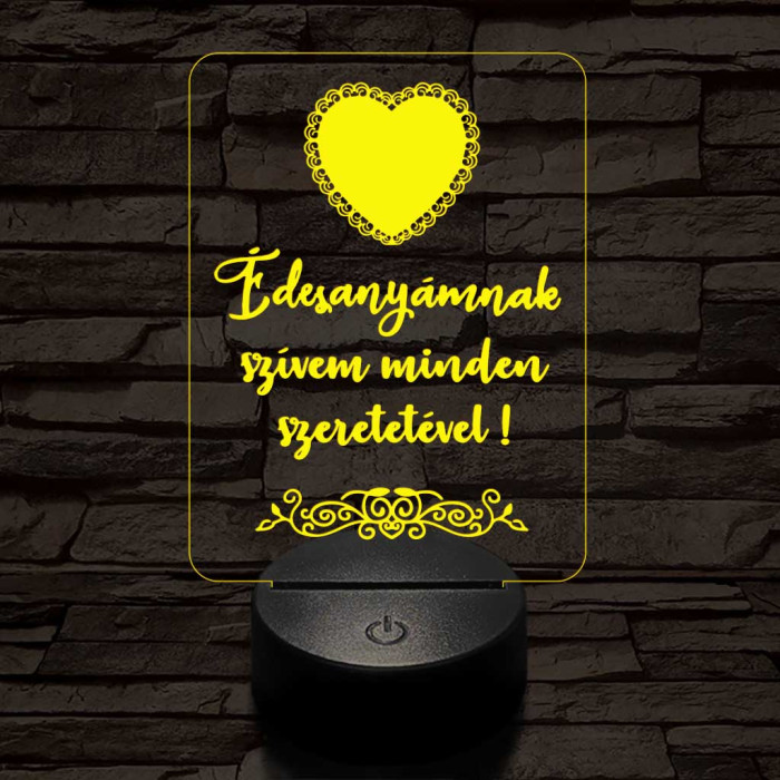 Édesanyámnak 7 színű 3D led lámpa