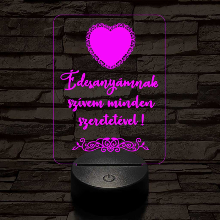 Édesanyámnak 7 színű 3D led lámpa