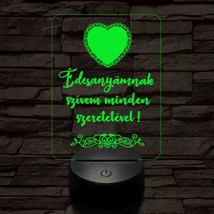 Édesanyámnak 7 színű 3D led lámpa