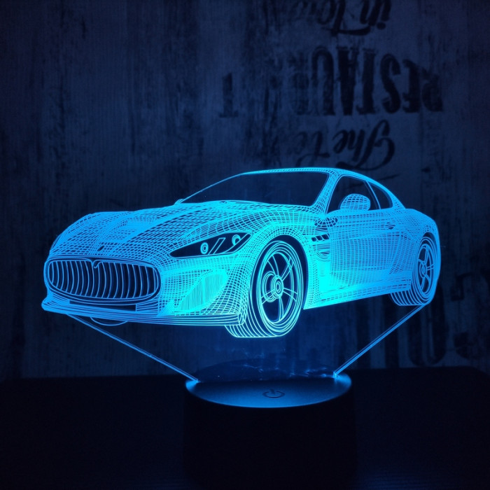 Autó 3  7 színű 3D led lámpa