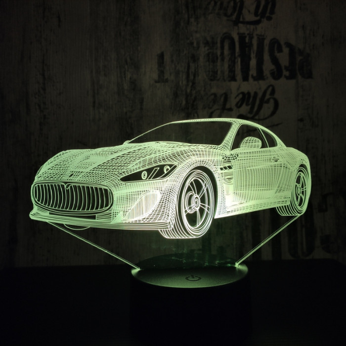 Autó 3  7 színű 3D led lámpa