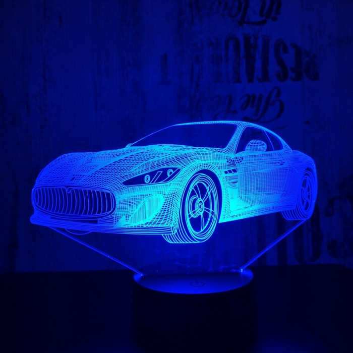 Autó 3  7 színű 3D led lámpa