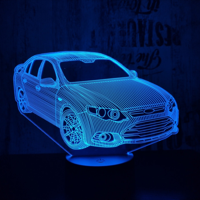 Autó 2 7 színű 3D led lámpa