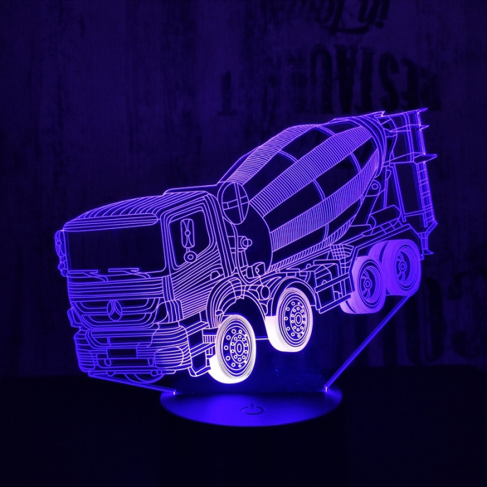 Betonkeverő 7 színű 3D led lámpa
