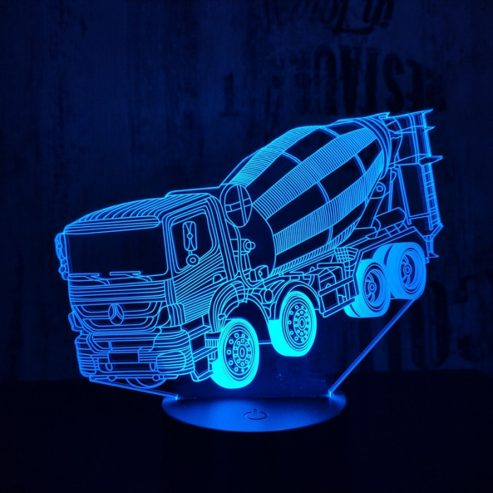 Betonkeverő 7 színű 3D led lámpa