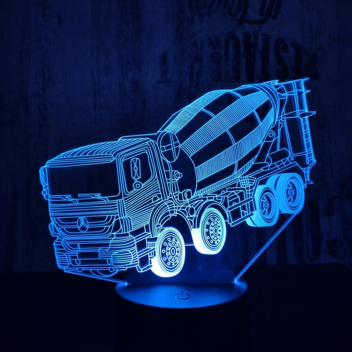 Betonkeverő 7 színű 3D led lámpa
