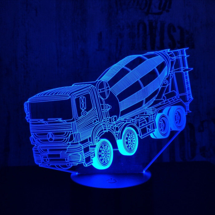 Betonkeverő 7 színű 3D led lámpa
