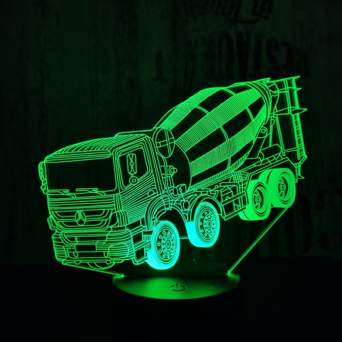 Betonkeverő 7 színű 3D led lámpa