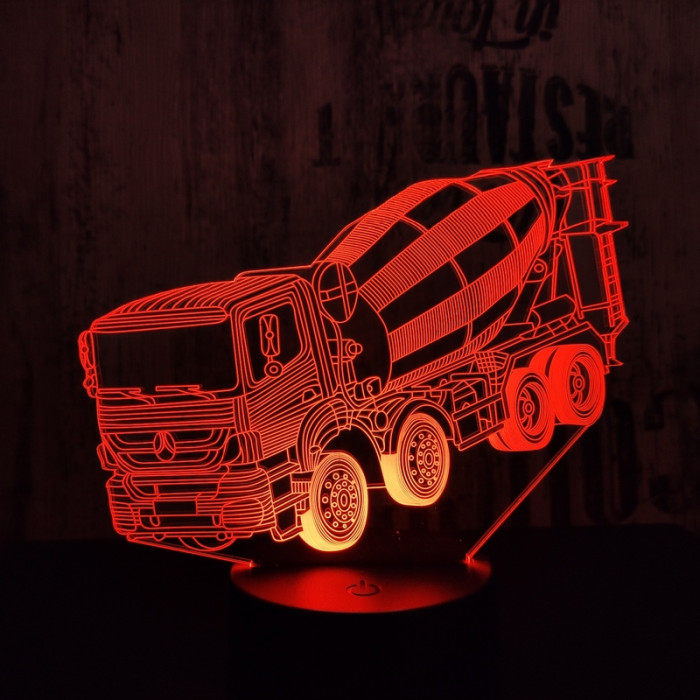 Betonkeverő 7 színű 3D led lámpa