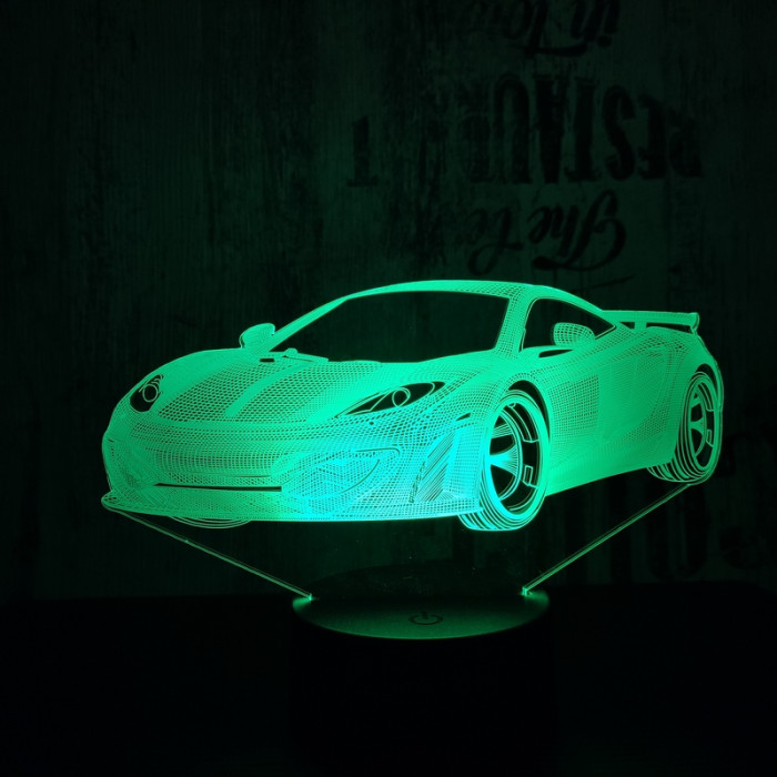 Sport autó  7 színű 3D led lámpa