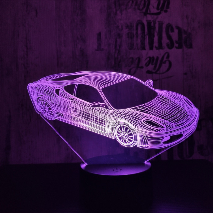 Sport Autó 3  7 színű 3D led lámpa