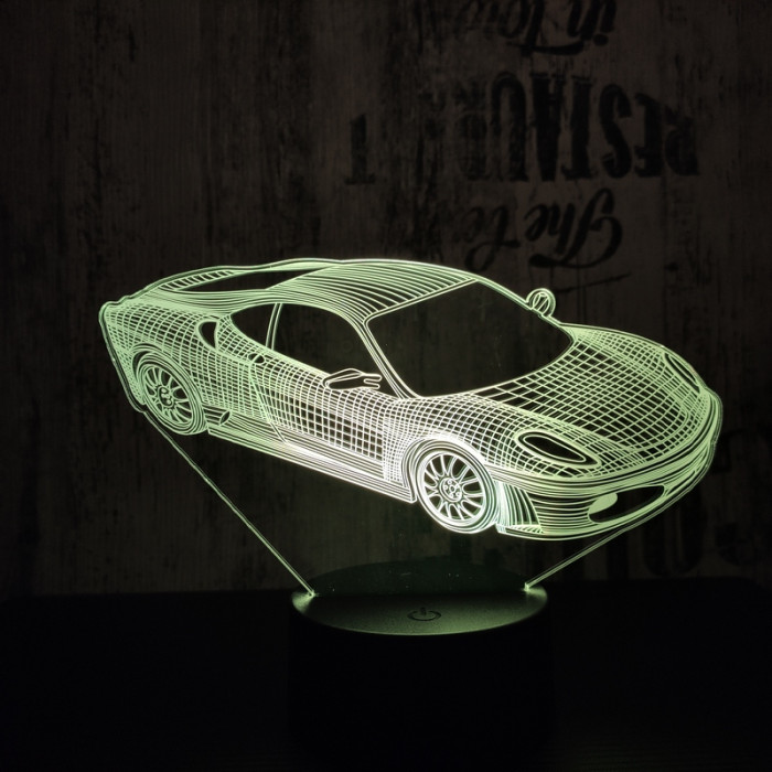 Sport Autó 3  7 színű 3D led lámpa