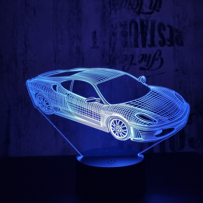Sport Autó 3  7 színű 3D led lámpa