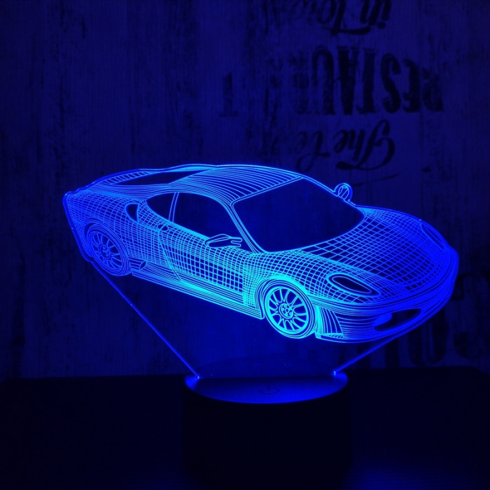 Sport Autó 3  7 színű 3D led lámpa
