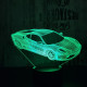 Sport Autó 3  7 színű 3D led lámpa