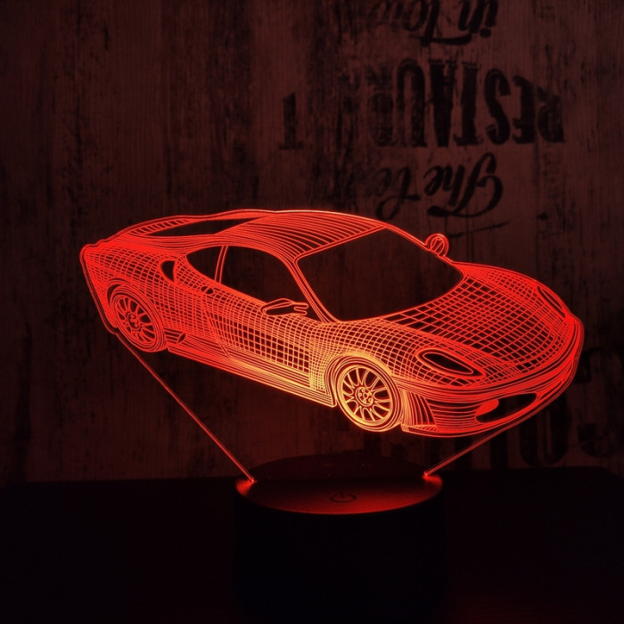 Sport Autó 3  7 színű 3D led lámpa