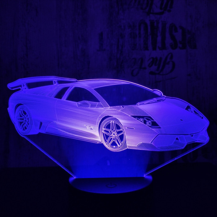 Rally autó 3 7 színű 3D led lámpa