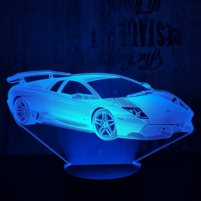 Rally autó 3 7 színű 3D led lámpa