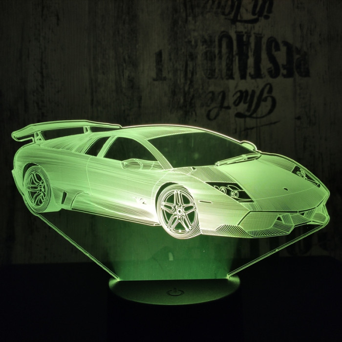 Rally autó 3 7 színű 3D led lámpa