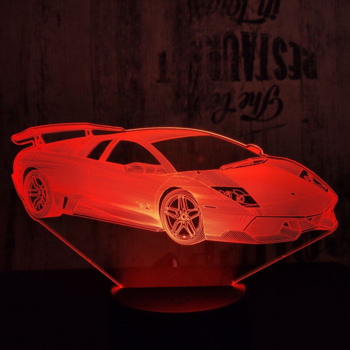 Rally autó 3 7 színű 3D led lámpa