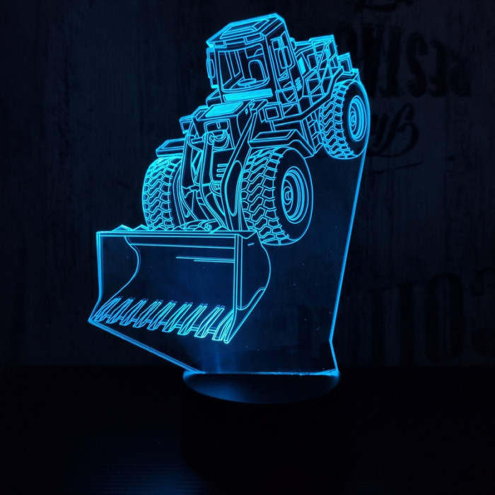 Buldózer 7 színű 3D led lámpa