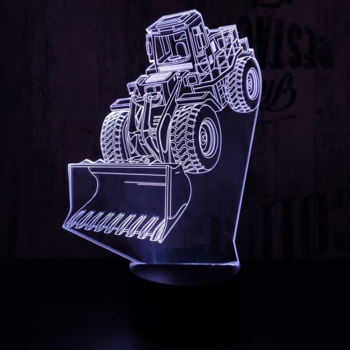 Buldózer 7 színű 3D led lámpa