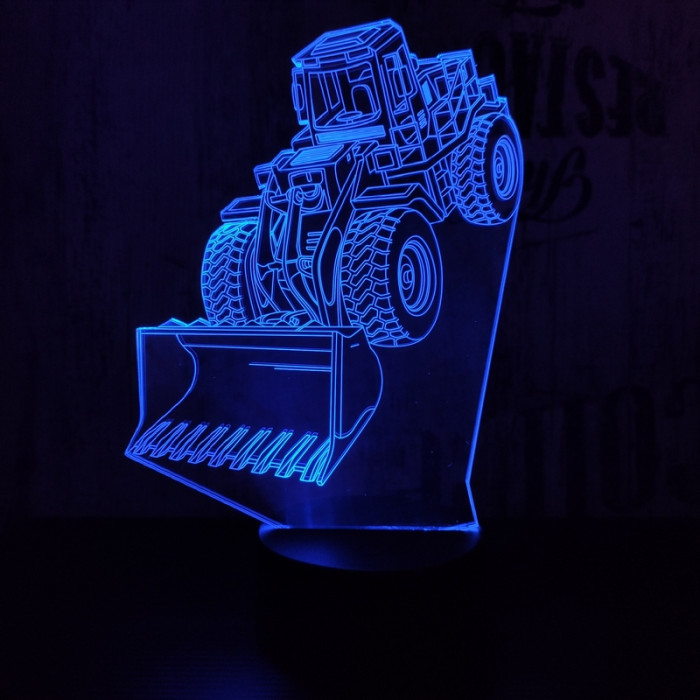 Buldózer 7 színű 3D led lámpa