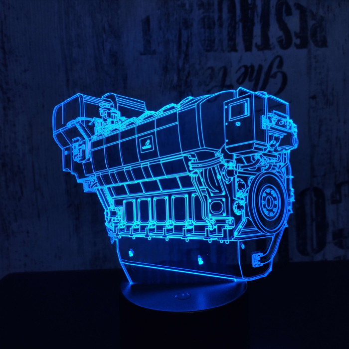 Autó motorblokk  7 színű 3D led lámpa