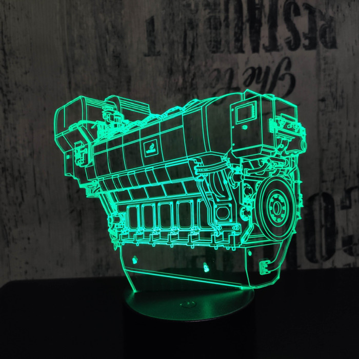 Autó motorblokk  7 színű 3D led lámpa