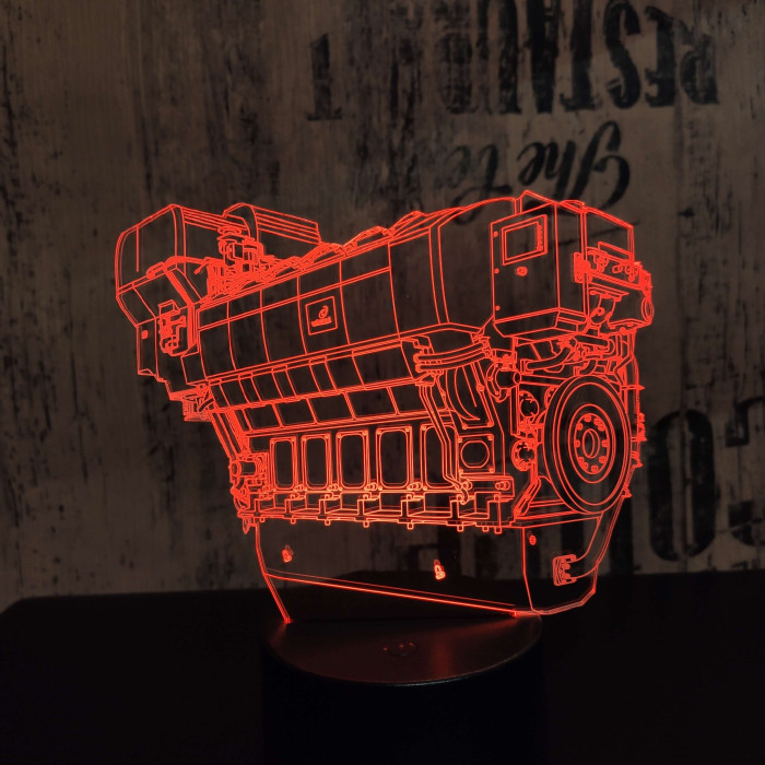 Autó motorblokk  7 színű 3D led lámpa