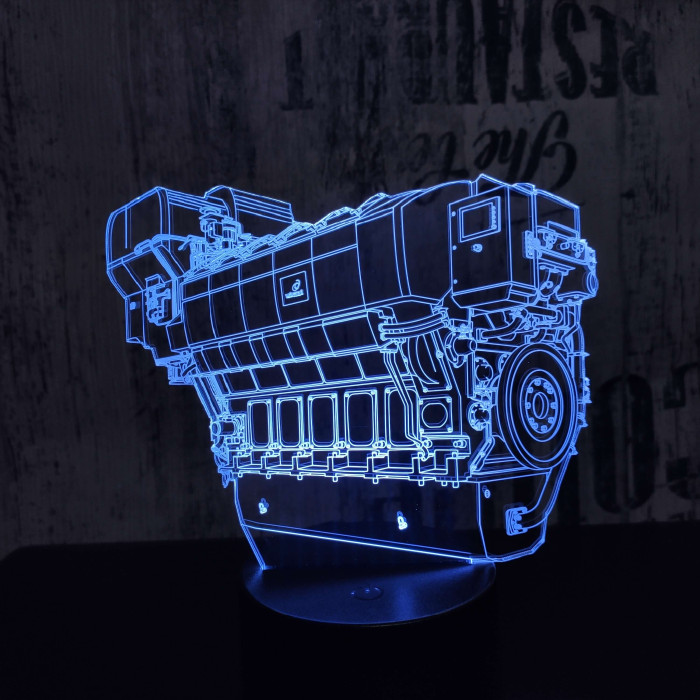 Autó motorblokk  7 színű 3D led lámpa