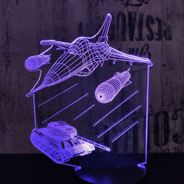 Harci repülő és tank 7 színű 3D led lámpa