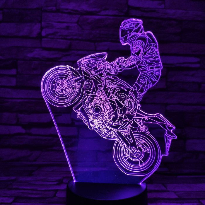 Egykerekező Motoros 7 szinű  3D led lámpa