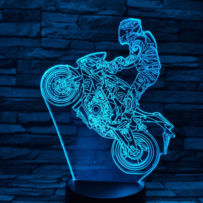 Egykerekező Motoros 7 szinű  3D led lámpa