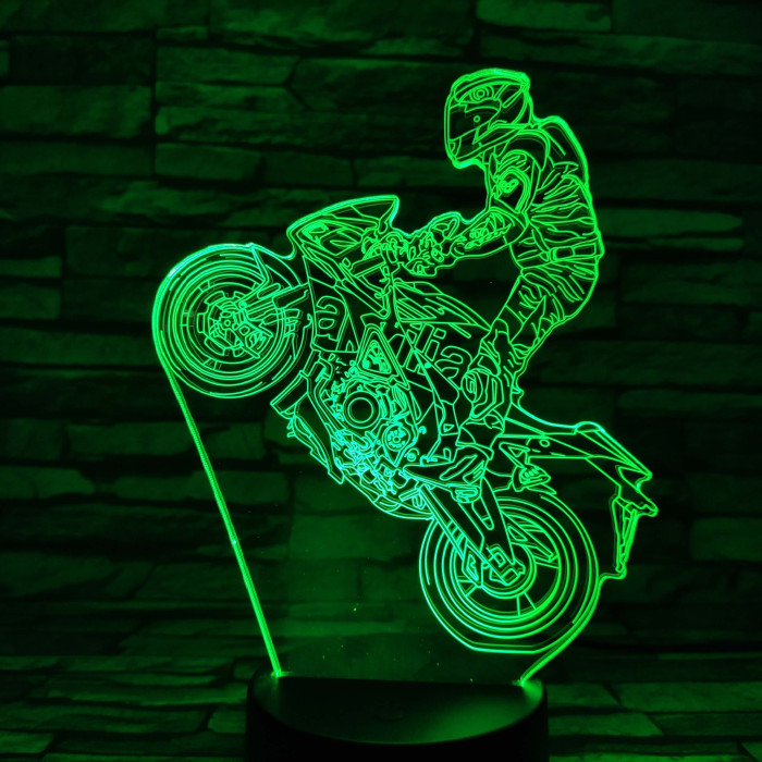 Egykerekező Motoros 7 szinű  3D led lámpa