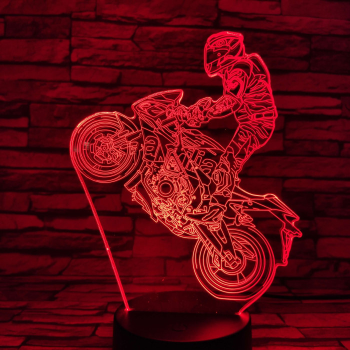 Egykerekező Motoros 7 szinű  3D led lámpa