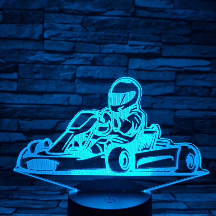 Gokart 7 színű 3D led lámpa