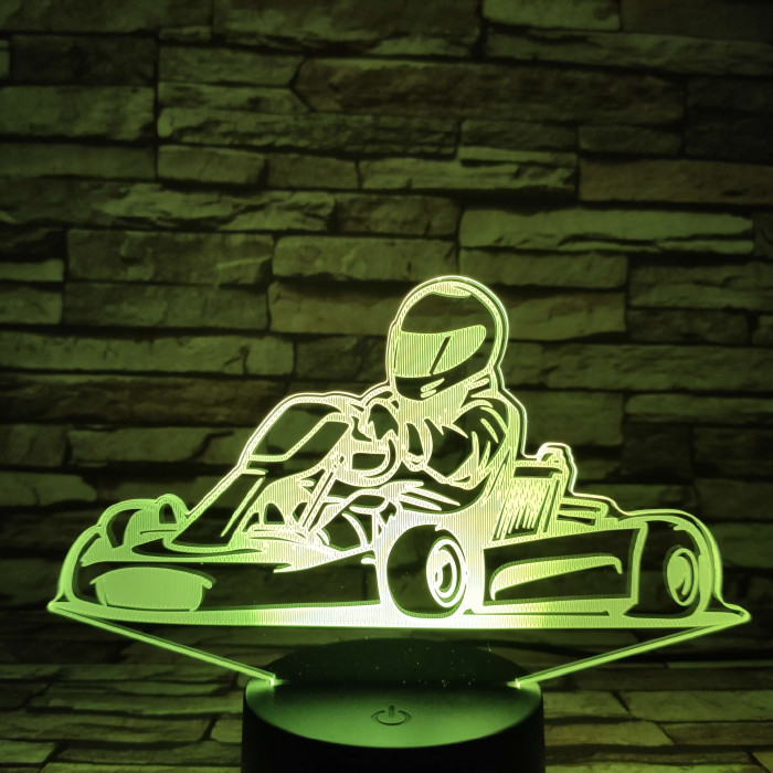 Gokart 7 színű 3D led lámpa