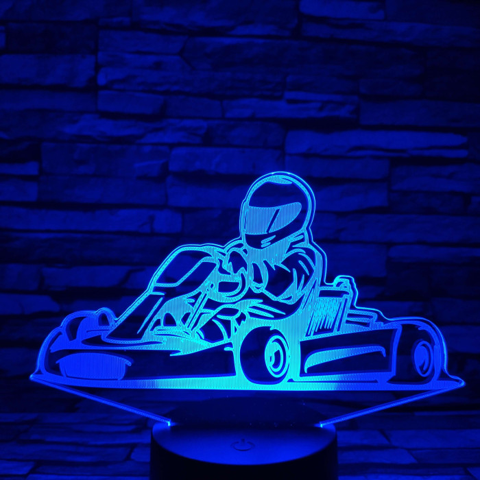 Gokart 7 színű 3D led lámpa